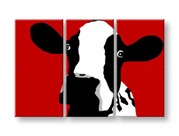 Картини за стена Pop Art Cow 3 части 