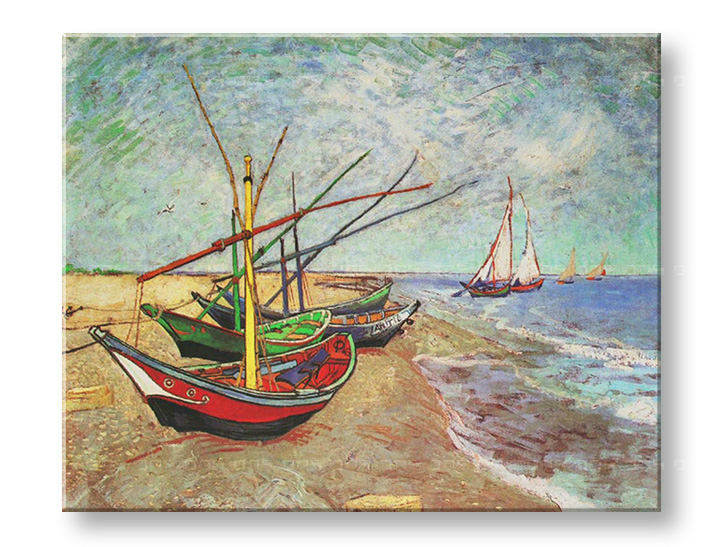 Картини на платно FISHING BOATS ON THE BEACH AT SAINTS-MARIES - Vincent van Gogh