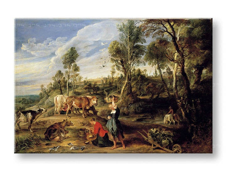 Картини на платно MILKMAIDS WITH CATTLE IN A LANDCAPE - Peter Paul Rubens