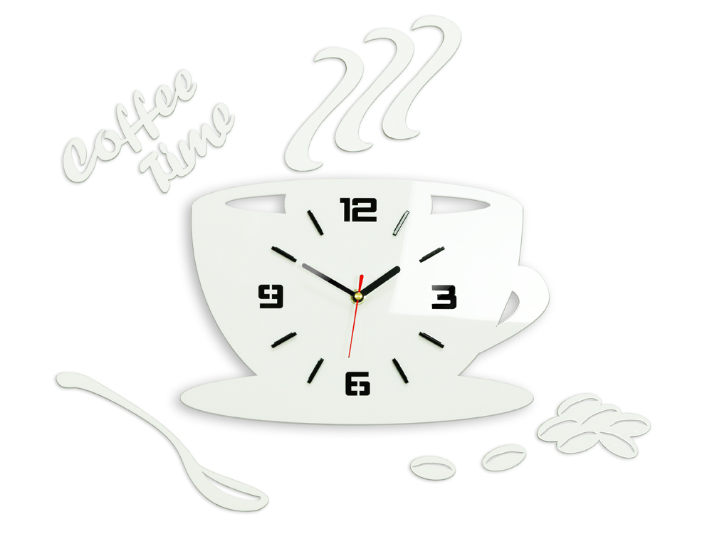 Модерни стенни часовници COFFE TIME 3D WHITE NH045-white
