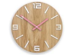 Дървен стенен часовник ARABIC Бяло-розово