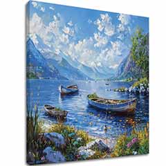 Пейзаж живопис върху платно Спокойно езеро